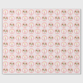 Papier Cadeau Blonde mignonne Anniversaire fille et chiot (Plat)