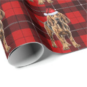 Papier Cadeau Bloodhal Holiday Red Plaid Noël (Coin rond)