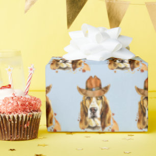 Papier Cadeau Bloodhof avec Sheriff Cowboy Casquette