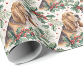 Papier Cadeau Bloodhound Christmas Wrapping Paper (Coin rond)