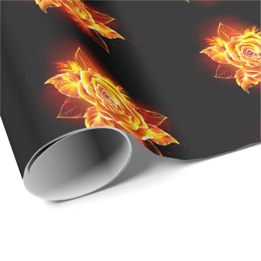 Papier Cadeau Blooming Fire Rose (Coin rond)