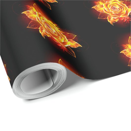Papier Cadeau Blooming Fire Rose (Coin rond)