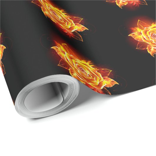 Papier Cadeau Blooming Fire Rose (Coin rond)