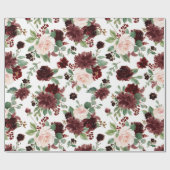 Papier Cadeau Blooms rustiques | Terracotta et Marsala Motif rou (Plat)