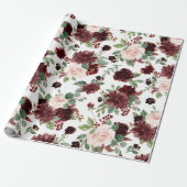 Papier Cadeau Blooms rustiques | Terracotta et Marsala Motif rou (Déroulé)