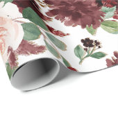 Papier Cadeau Blooms rustiques | Terracotta et Marsala Motif rou (Coin rond)