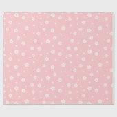 Papier Cadeau Blossoms blancs sur Motif rose bébé (Plat)