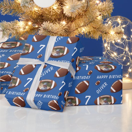 Papier Cadeau Blue American Football Ball Joyeux Anniversaire Ph (Vacances)