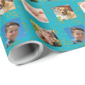 Papier Cadeau Blue and Glitter Photo Holiday (Coin rond)