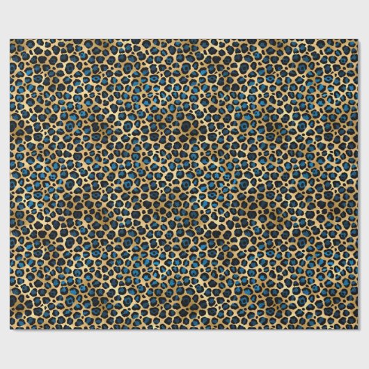 Papier Cadeau Blue and Gold Leopard Series Design 4 (Plat)