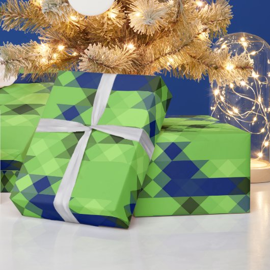 Papier Cadeau blue and green geometric pattern (Vacances)