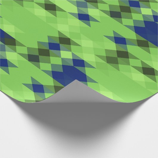 Papier Cadeau blue and green geometric pattern (Coin)