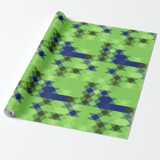 Papier Cadeau blue and green geometric pattern (Déroulé)