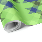 Papier Cadeau blue and green geometric pattern (Coin rond)