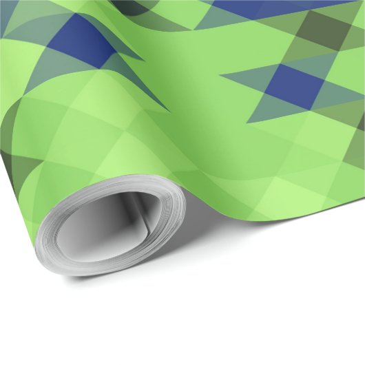 Papier Cadeau blue and green geometric pattern (Coin rond)