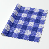 Papier Cadeau Blue and White Bold Checkered Plaid Design  (Déroulé)