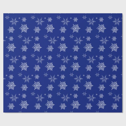 Papier Cadeau Blue and White Delicate Snowflake Christmas (Plat)