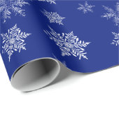 Papier Cadeau Blue and White Delicate Snowflake Christmas (Coin rond)