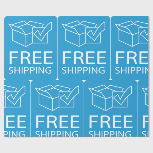 Papier Cadeau Blue and White Free Shipping Icon (Plat)