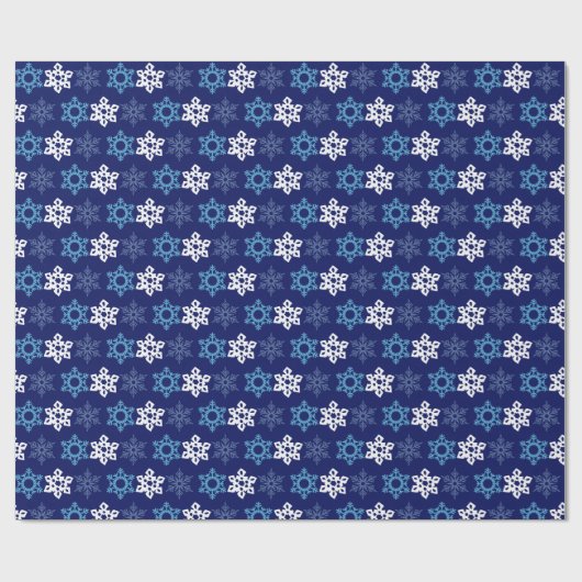 Papier Cadeau Blue and White Snowflake Pattern Wrapping Paper (Plat)