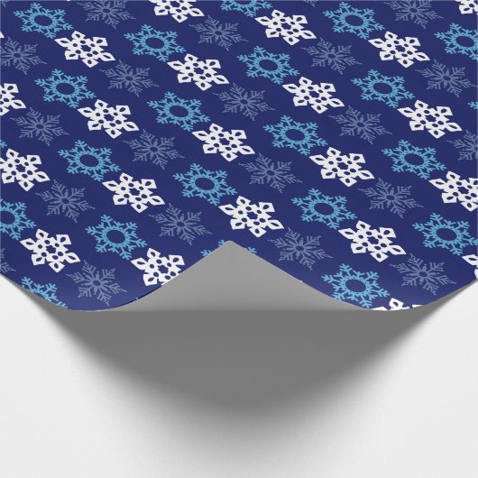Papier Cadeau Blue and White Snowflake Pattern Wrapping Paper (Coin)