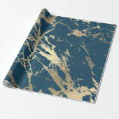 Papier Cadeau Blue Aquatic Foxier Gold Marble Shiny Glam (Déroulé)