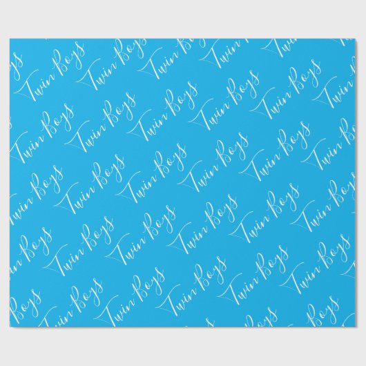 Papier Cadeau Blue Baby Boy Script Twin Boys Wrapping Papier (Plat)