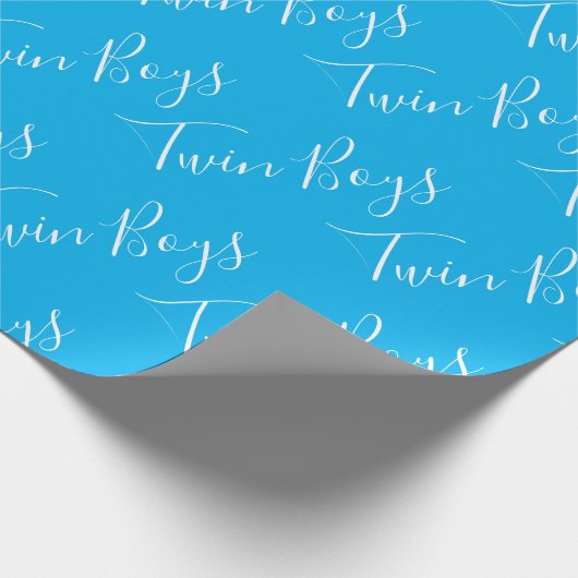 Papier Cadeau Blue Baby Boy Script Twin Boys Wrapping Papier (Coin)