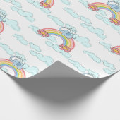 Papier Cadeau Blue Baby Elephant Arc-en-ciel Nuages enveloppant  (Coin)