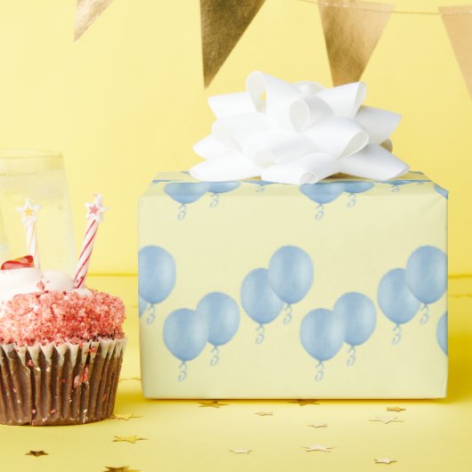 Papier Cadeau Blue balloons on cream XL gift wrap (Fête d'anniversaire)