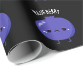 Papier Cadeau Blue Berry Funny Blueberry Pun Dark BG (Coin rond)