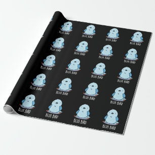 Papier Cadeau Blue Bird Funny Animal Pun Dark BG