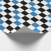 Papier Cadeau Blue Black White Checkered Pattern Design  (Coin)