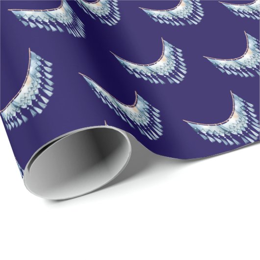 Papier Cadeau Blue Boho Fringe (Coin rond)