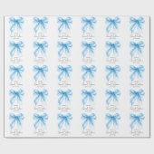 Papier Cadeau Blue Bow Coquette Script Sweet 16 Party  (Plat)