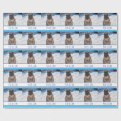 Papier Cadeau Blue Boys personnalisé Quokka sur la plage (Plat)