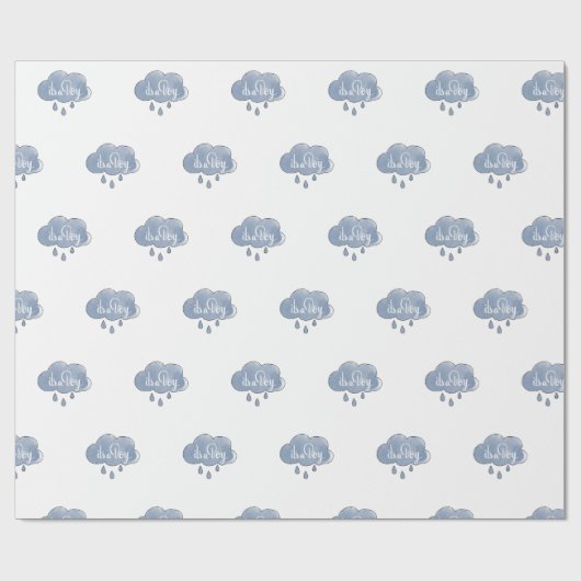 Papier Cadeau Blue C’est un garçon Calligraphie C’est un garçon  (Plat)