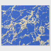 Papier Cadeau Blue Celestia Gold Marble Strokes Idée cadeau (Plat)