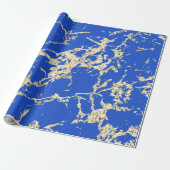 Papier Cadeau Blue Celestia Gold Marble Strokes Idée cadeau (Déroulé)