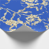 Papier Cadeau Blue Celestia Gold Marble Strokes Idée cadeau (Coin)