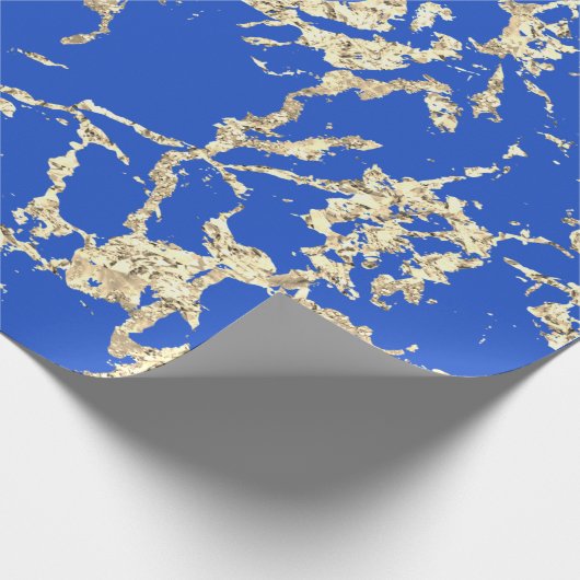 Papier Cadeau Blue Celestia Gold Marble Strokes Idée cadeau (Coin)