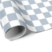 Papier Cadeau Blue Checker Checkerboard Checkered 00s 90s Check (Coin rond)