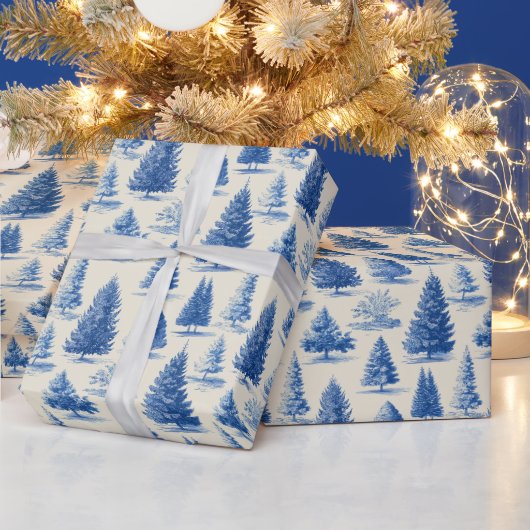 Papier Cadeau Blue Christmas toile (Vacances)