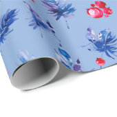 Papier Cadeau Blue Christmas wrapping paper roll (Coin rond)