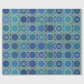 Papier Cadeau Blue Circles Pattern Custom Birthday Age (Plat)