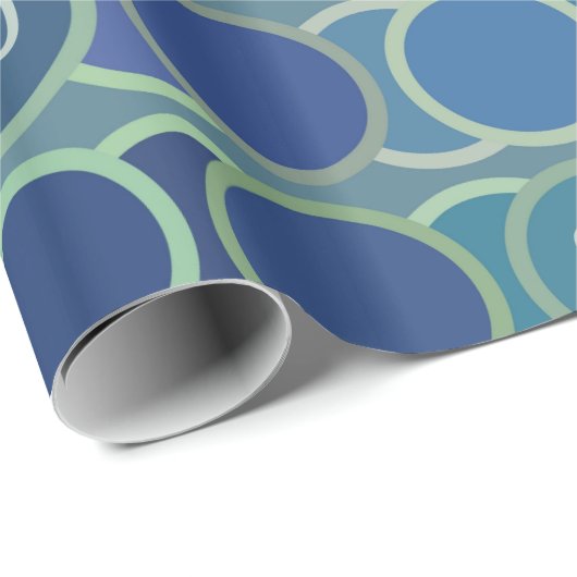 Papier Cadeau Blue Circles Pattern Custom Birthday Age (Coin rond)