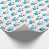 Papier Cadeau Blue Cocktail Drinks On White (Coin)