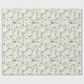 Papier Cadeau Blue Cream Floral Bridal Shower (Plat)