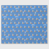 Papier Cadeau Blue Custom Face Photo Enfants 2e fête d'anniversa (Plat)