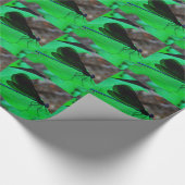 Papier Cadeau Blue Damselfly on a green leaf. (Coin)